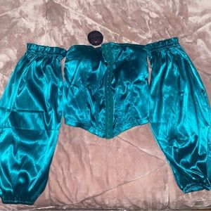 Stain Corset Hunter Green Off Shoulder Top Medium